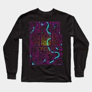 Cologne, Germany City Map Typography - Neon Long Sleeve T-Shirt